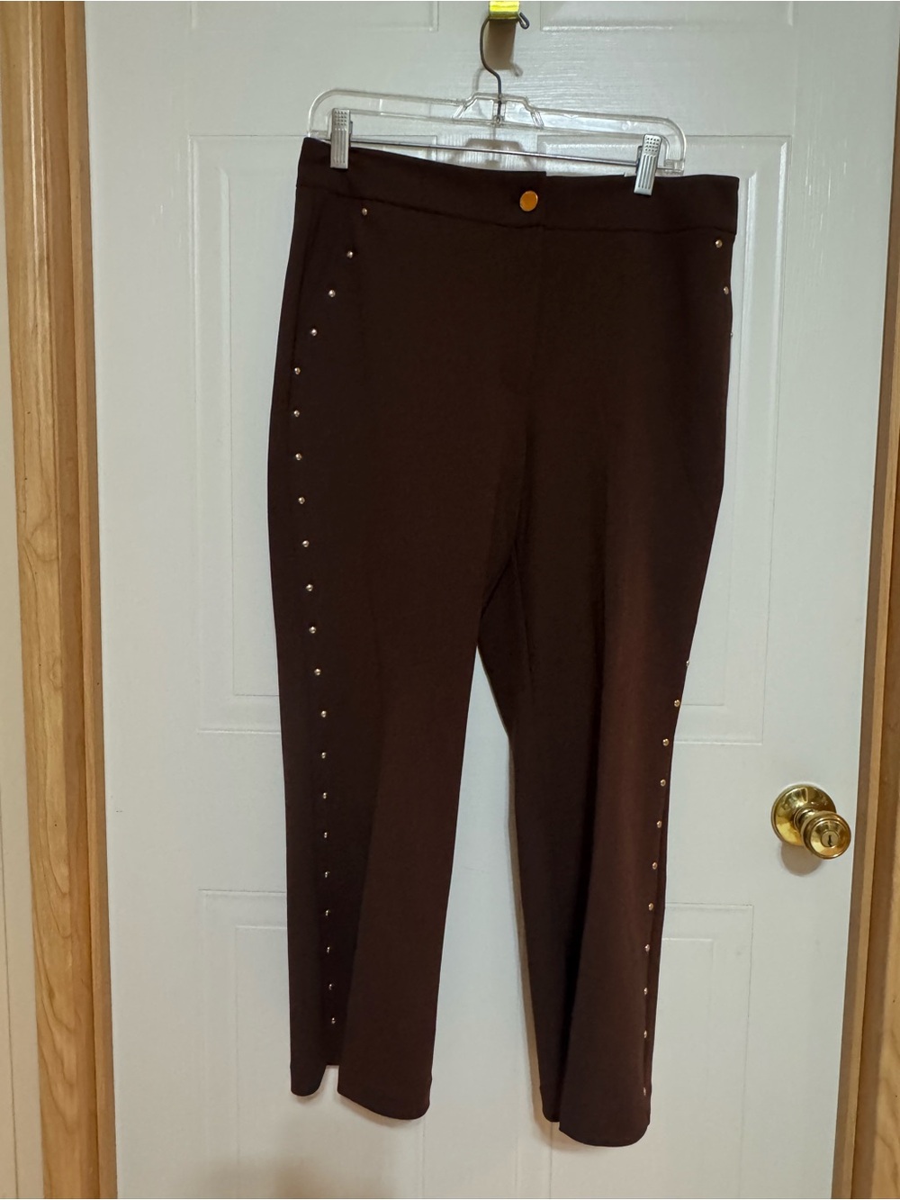 Michael Kors Sz 10 Brown Stud-Trim Ankle Pants NWT😊😊